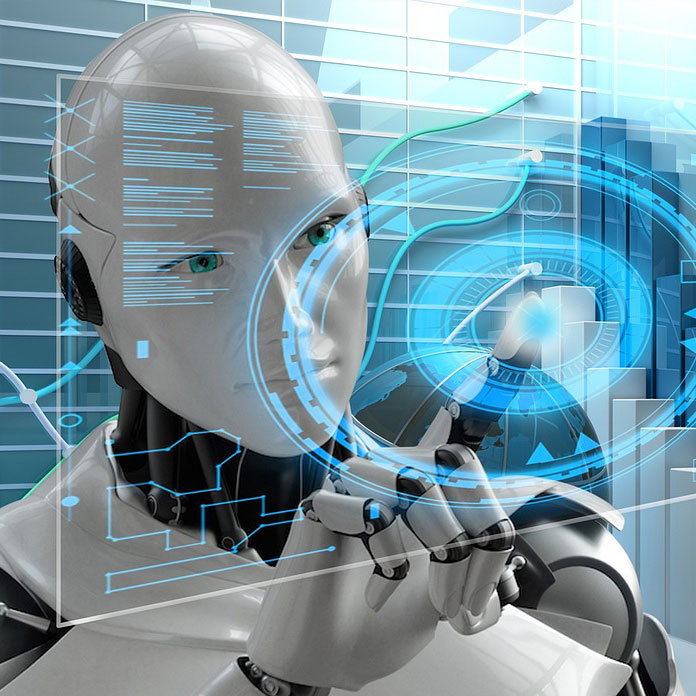 AI Robot with Holographic Globe